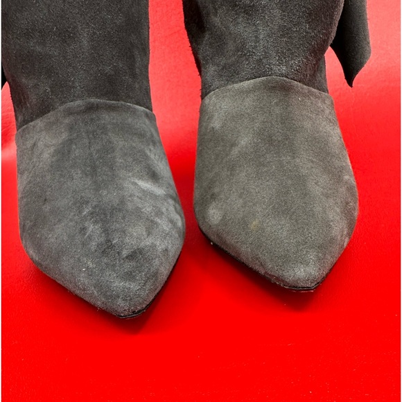 IRO Cidravol gray suede ruffle trimmed knee boots size 37 - Picture 6 of 15